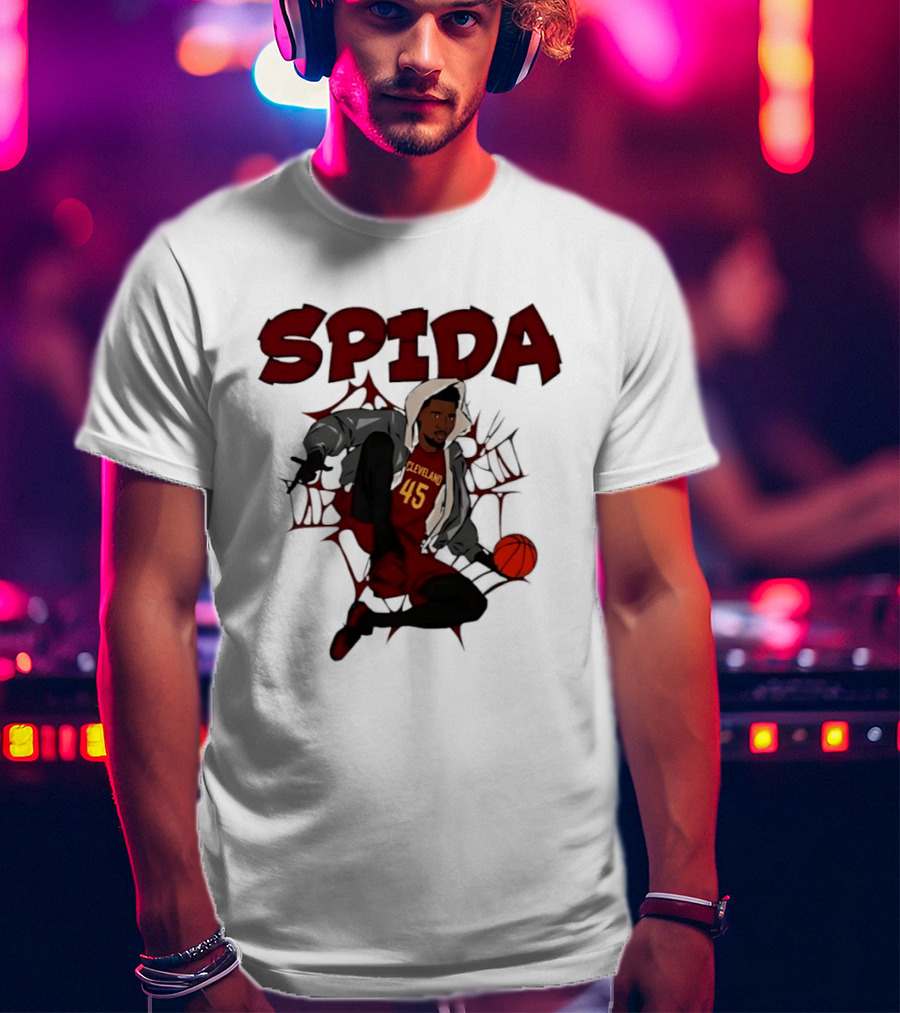 SPIDA Cleveland 45 Donovan Mitchell Basketball Spider Web T-Shirt