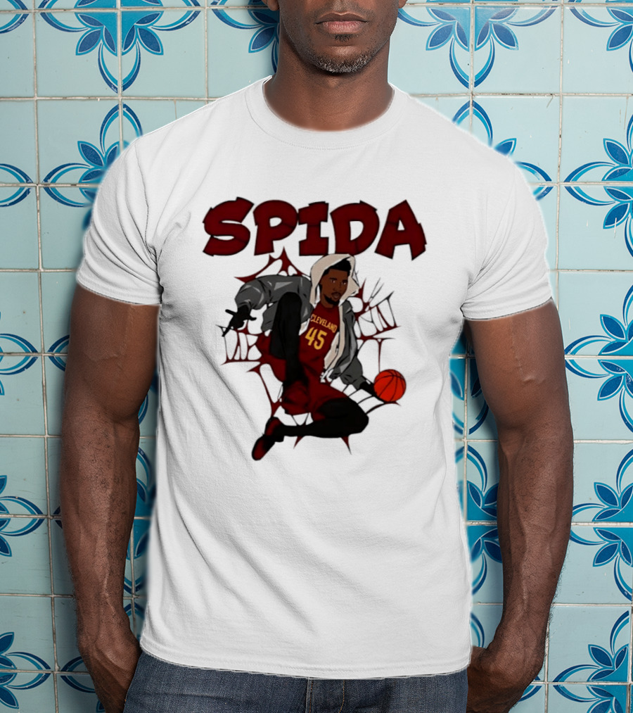 SPIDA Cleveland 45 Donovan Mitchell Basketball Spider Web T-Shirt