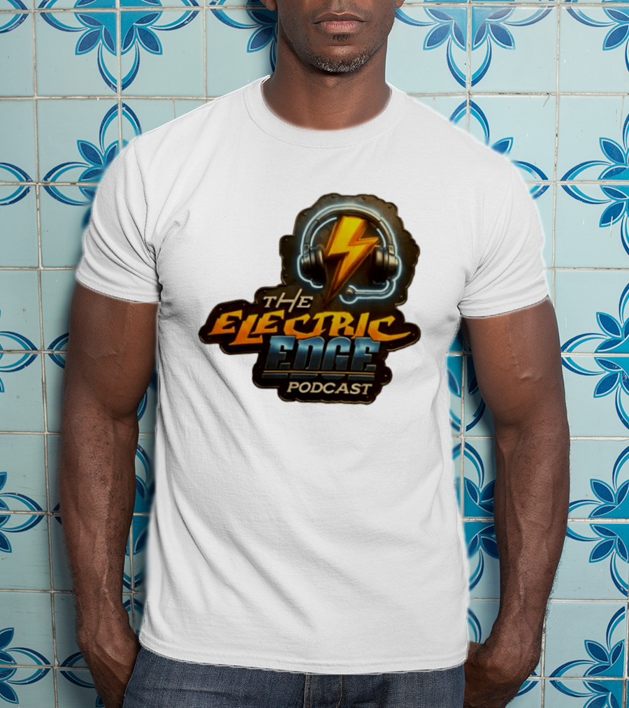 The Electric Edge Podcast Headphone Lightning Bolt T-Shirt