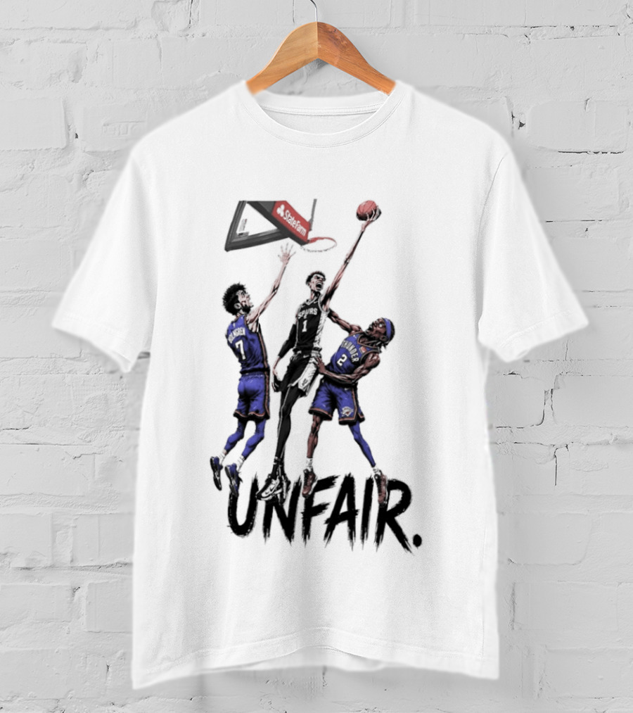 Unfair Victor Wembanyama San Antonio Spurs Chet Holmgren Shai Gilgeous Alexander Basketball Jump Contest T-Shirt