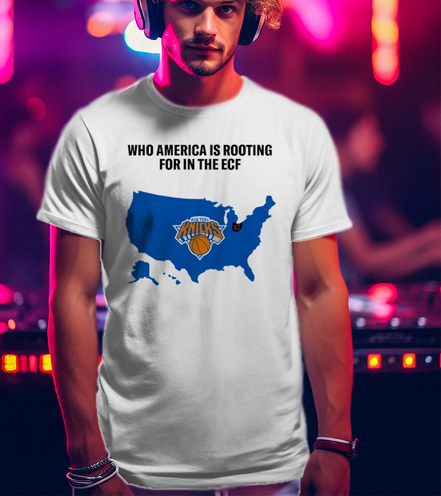 Who America Is Rooting For In The ECF Knicks USA Map Basketball T-Shirt
