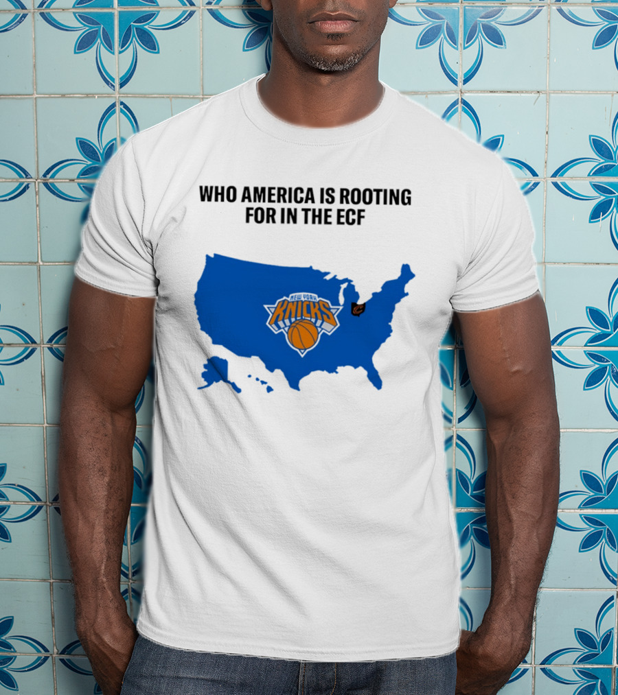 Who America Is Rooting For In The ECF Knicks USA Map Basketball T-Shirt