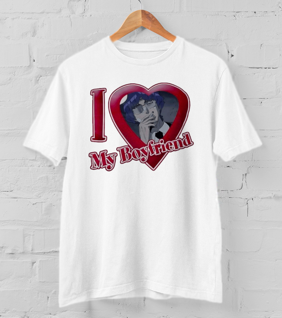 I Love My Boyfriend Heart Anime Style Wolf Keum Wind Breaker T-Shirt