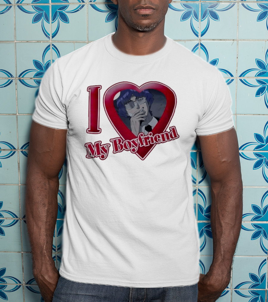 I Love My Boyfriend Heart Anime Style Wolf Keum Wind Breaker T-Shirt
