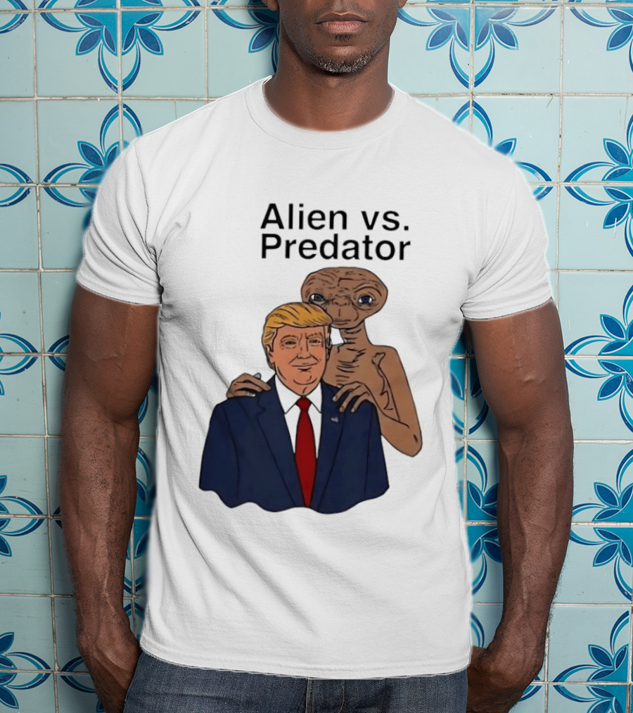 Alien Vs Predator Donald Trump ET Parody Fashion T-Shirt