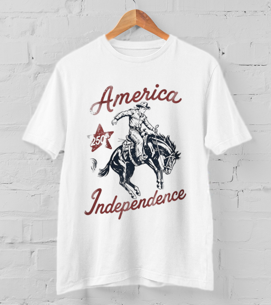 America Independence Cowboy 250th Anniversary USA Independence Day T-Shirt