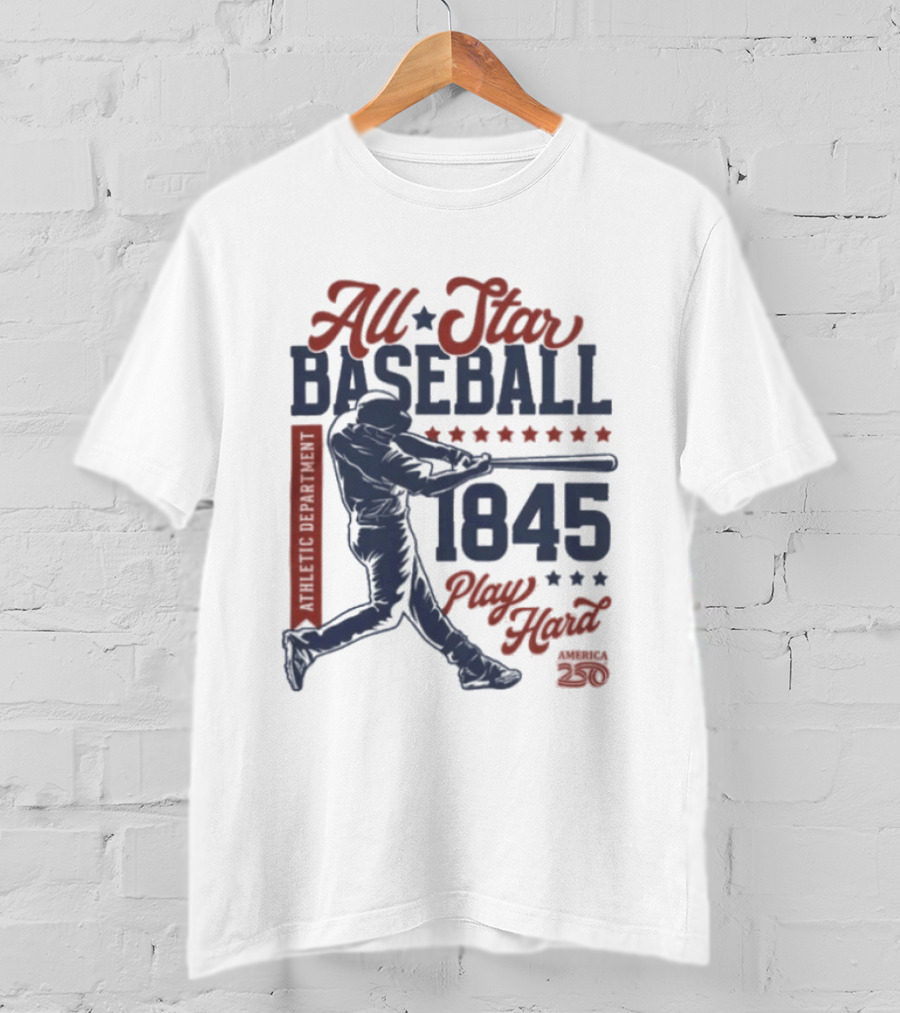 All Star Baseball 1845 Player Red Blue T-Shirt