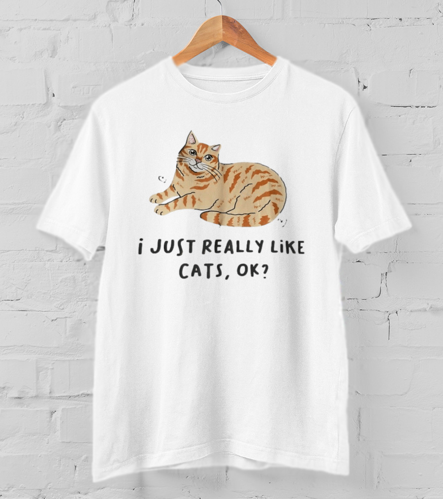 I Just Really Like Cats Ok With Cute Orange Tabby Cat T-Shirt
