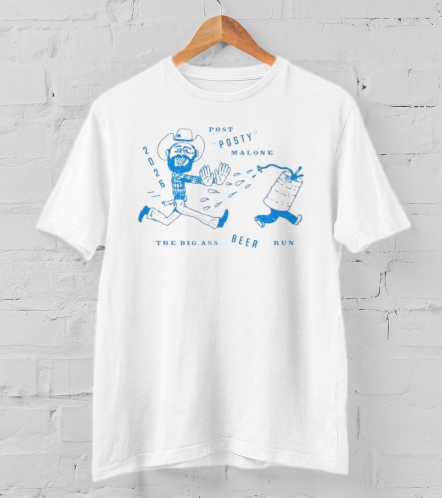 Post Malone Beer Run Cowboy Cartoon You Can Run Beer 2023 T-Shirt