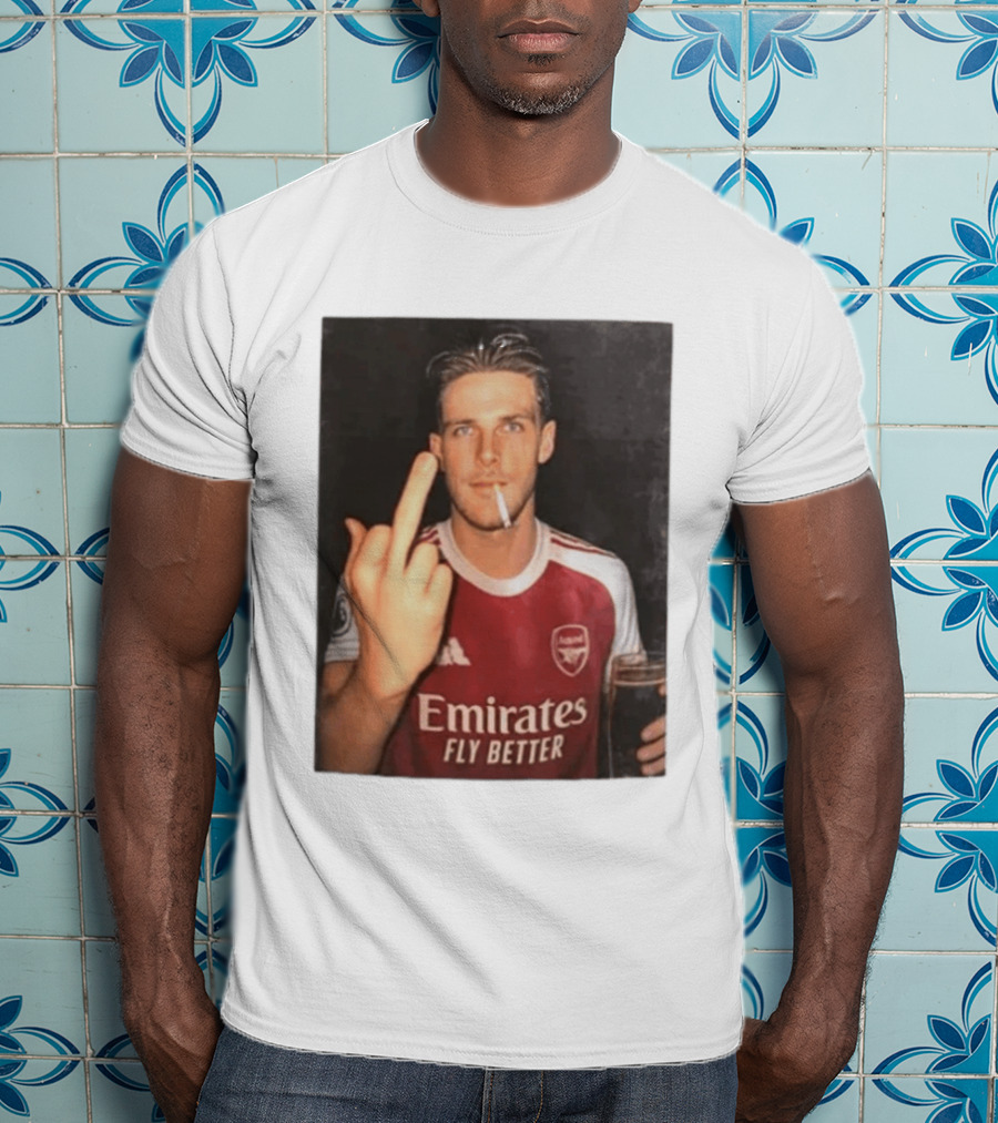 Emirates Fly Better Arsenal Middle Finger Smoking Soccer Player T-Shirt