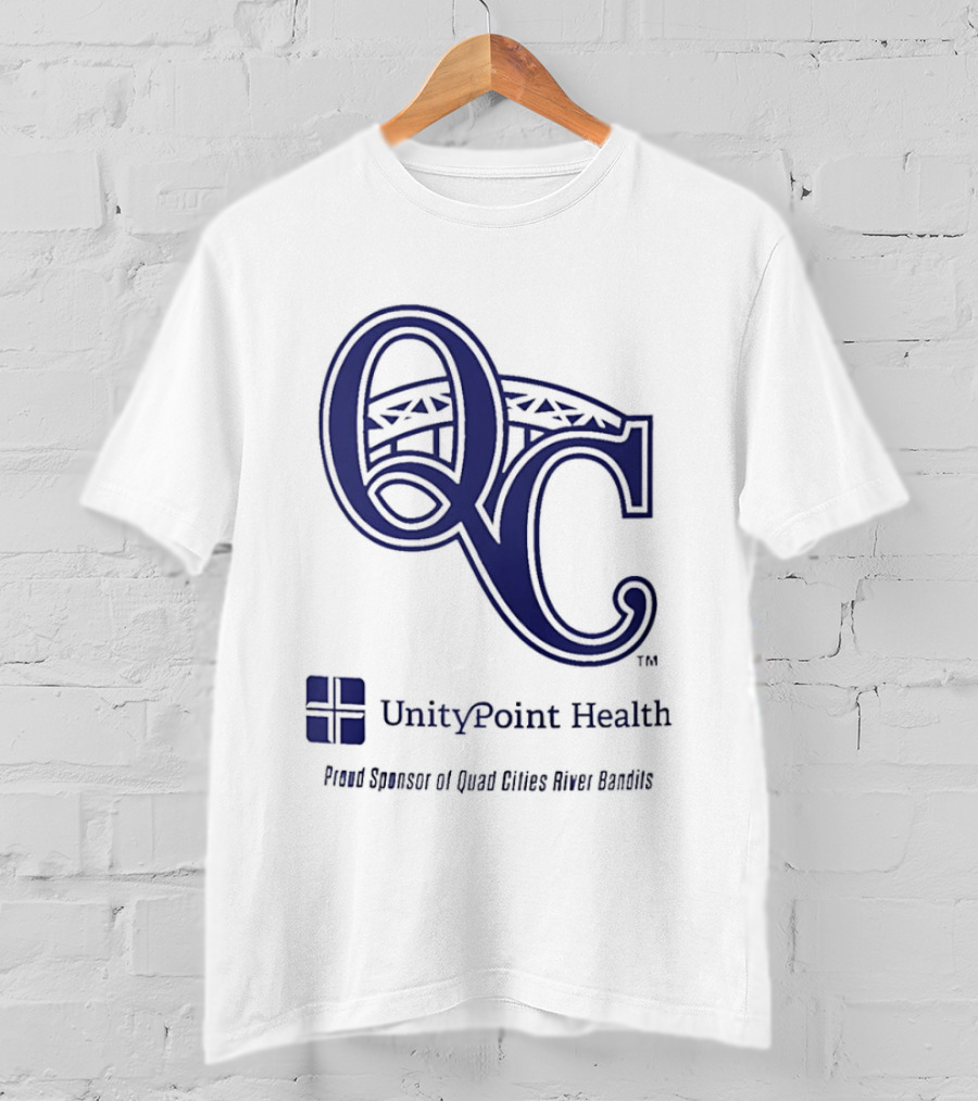 QC River Bandits UnityPoint Health Proud Sponsor Quad Cities Bridge T-Shirt