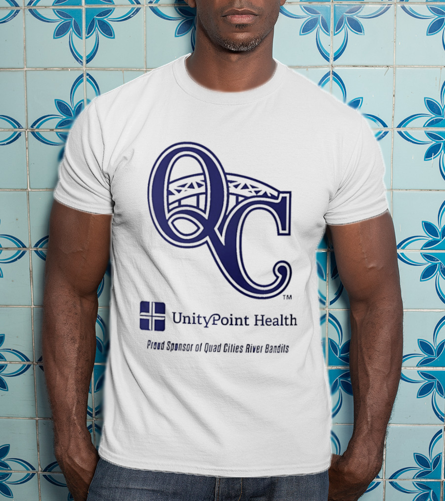 QC River Bandits UnityPoint Health Proud Sponsor Quad Cities Bridge T-Shirt
