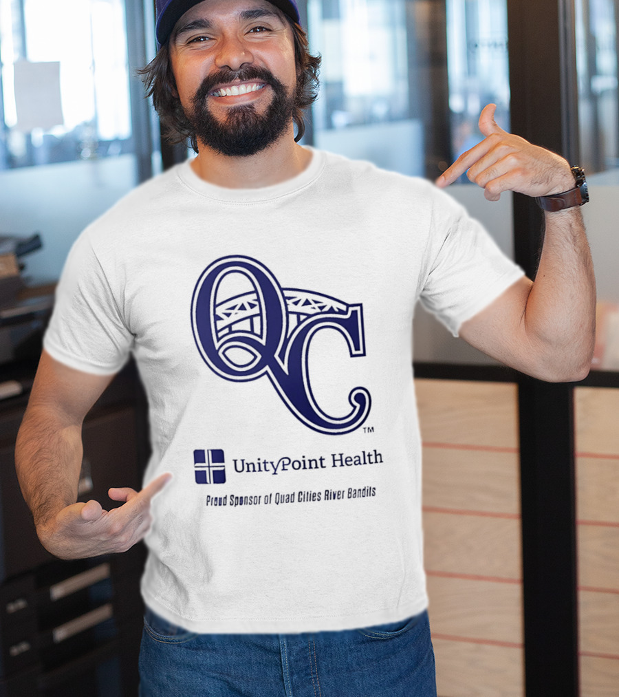 QC River Bandits UnityPoint Health Proud Sponsor Quad Cities Bridge T-Shirt