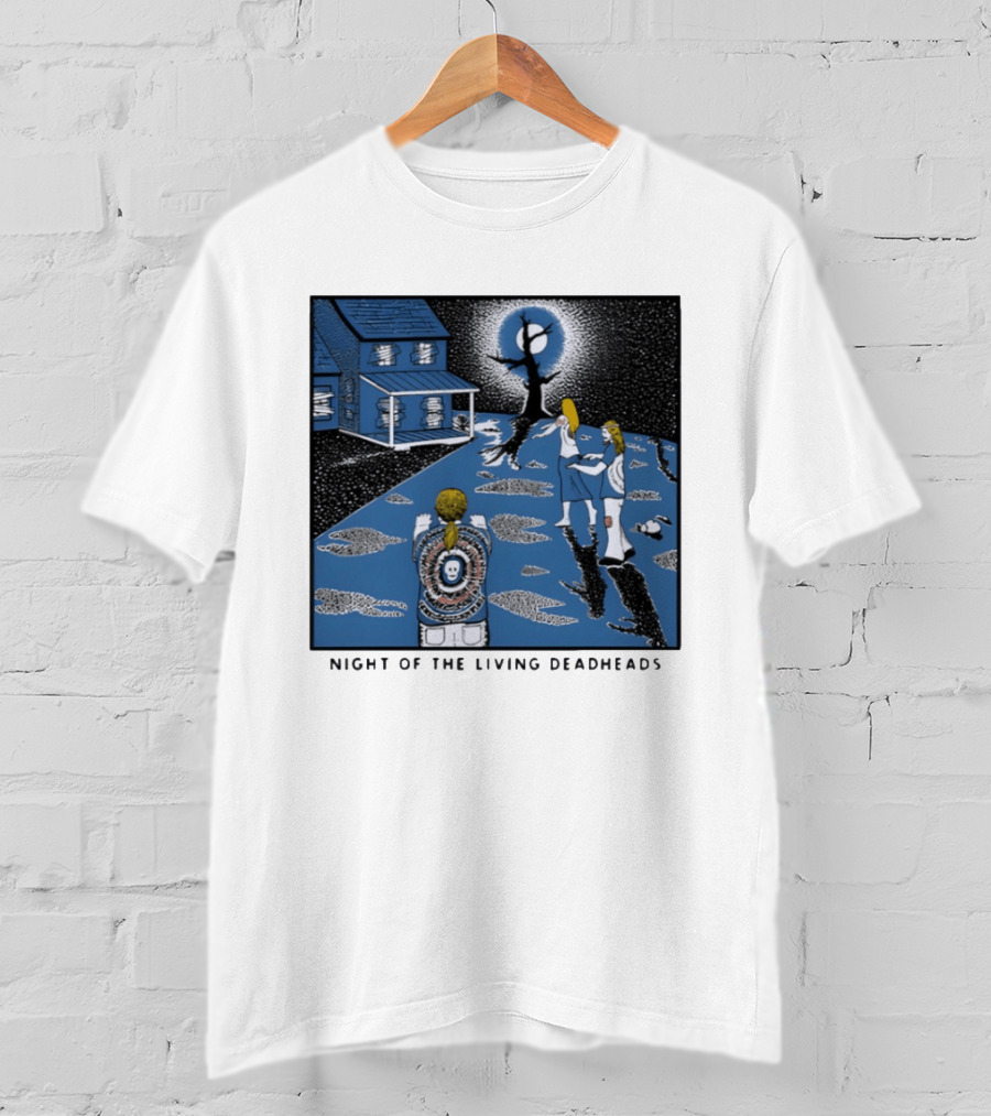 Ken Brown 90s Night Of The Living Deadheads House With Skull And Dancing Figures T-Shirt