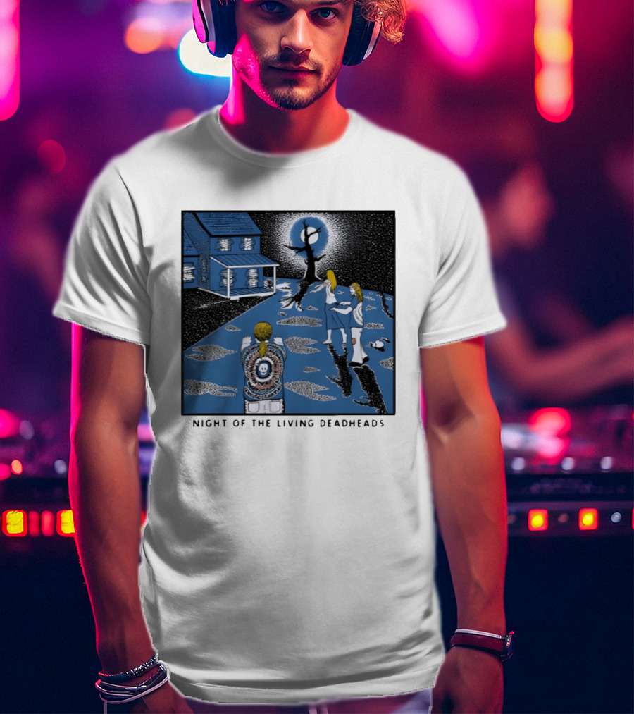 Ken Brown 90s Night Of The Living Deadheads House With Skull And Dancing Figures T-Shirt