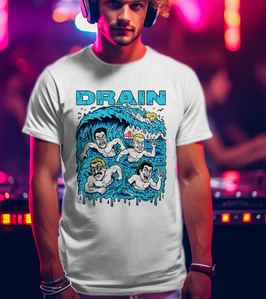 Drain Band Butthole Surfers Caricature Wave Surf T-Shirt