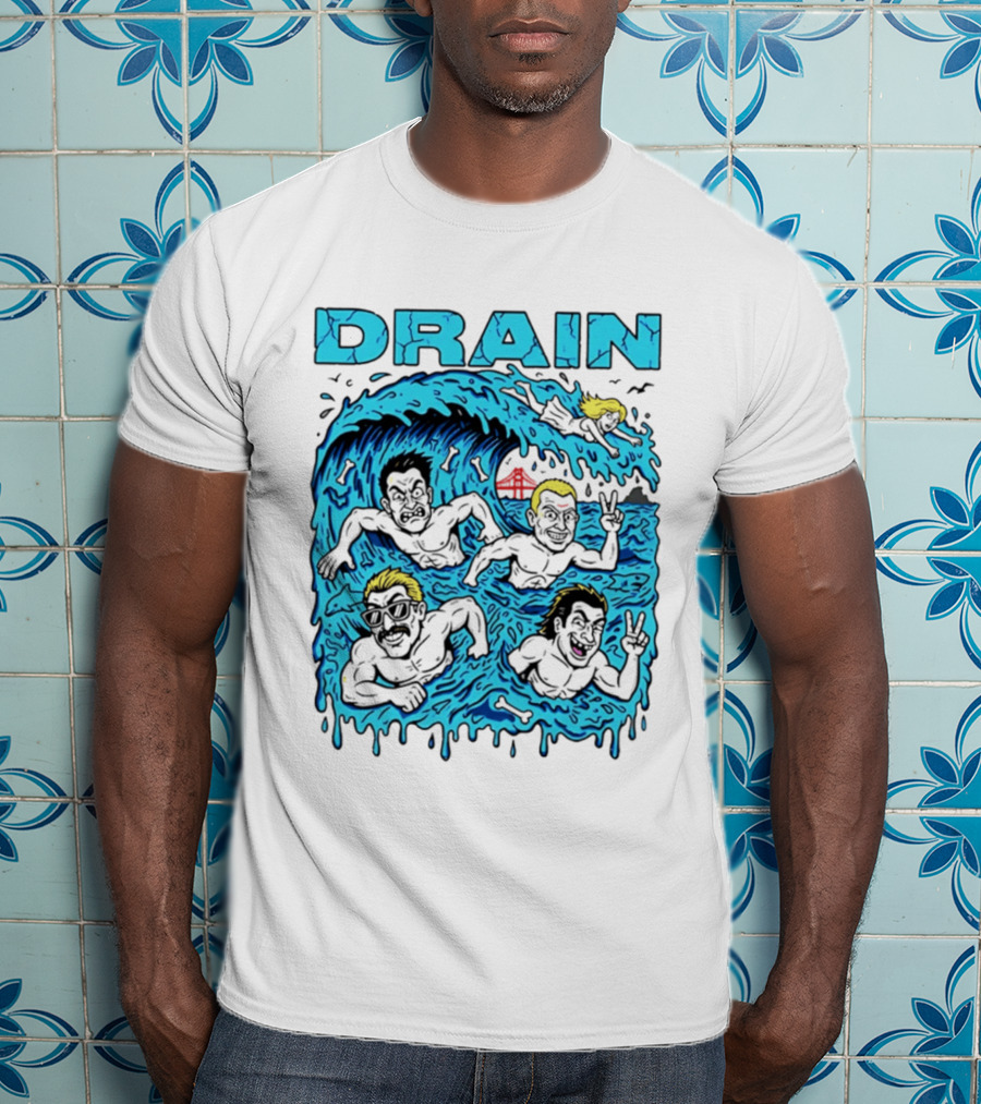 Drain Band Butthole Surfers Caricature Wave Surf T-Shirt