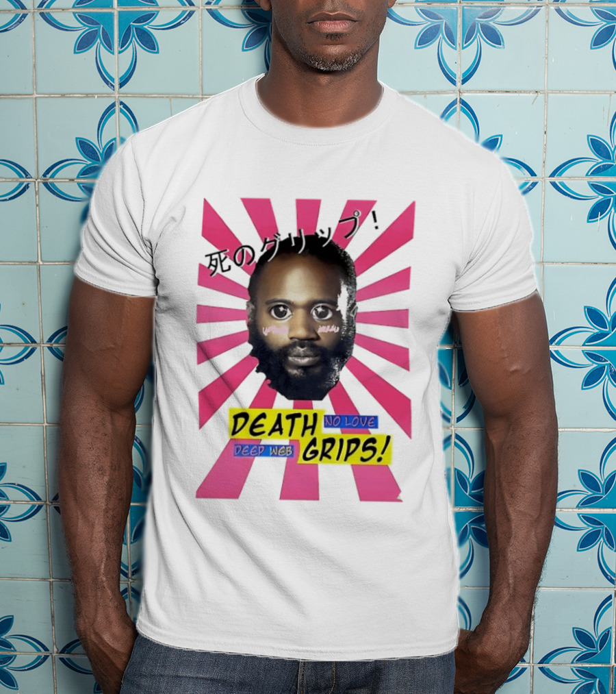 Stefan Burnett Death Grips No Love Deep Web Japanese Text Pink Sunburst T-Shirt