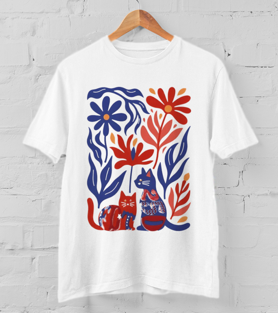Subtle F Trump Cat Lover USA 250th Still Resisting Floral Cats T-Shirt