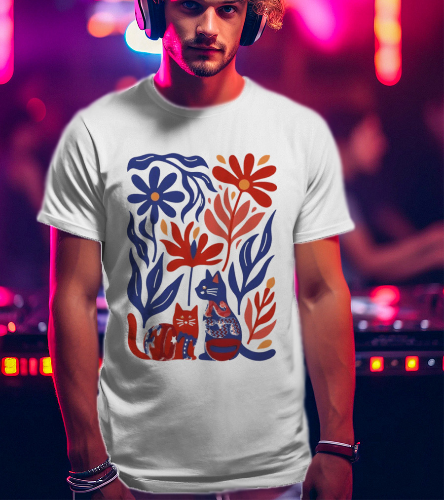 Subtle F Trump Cat Lover USA 250th Still Resisting Floral Cats T-Shirt