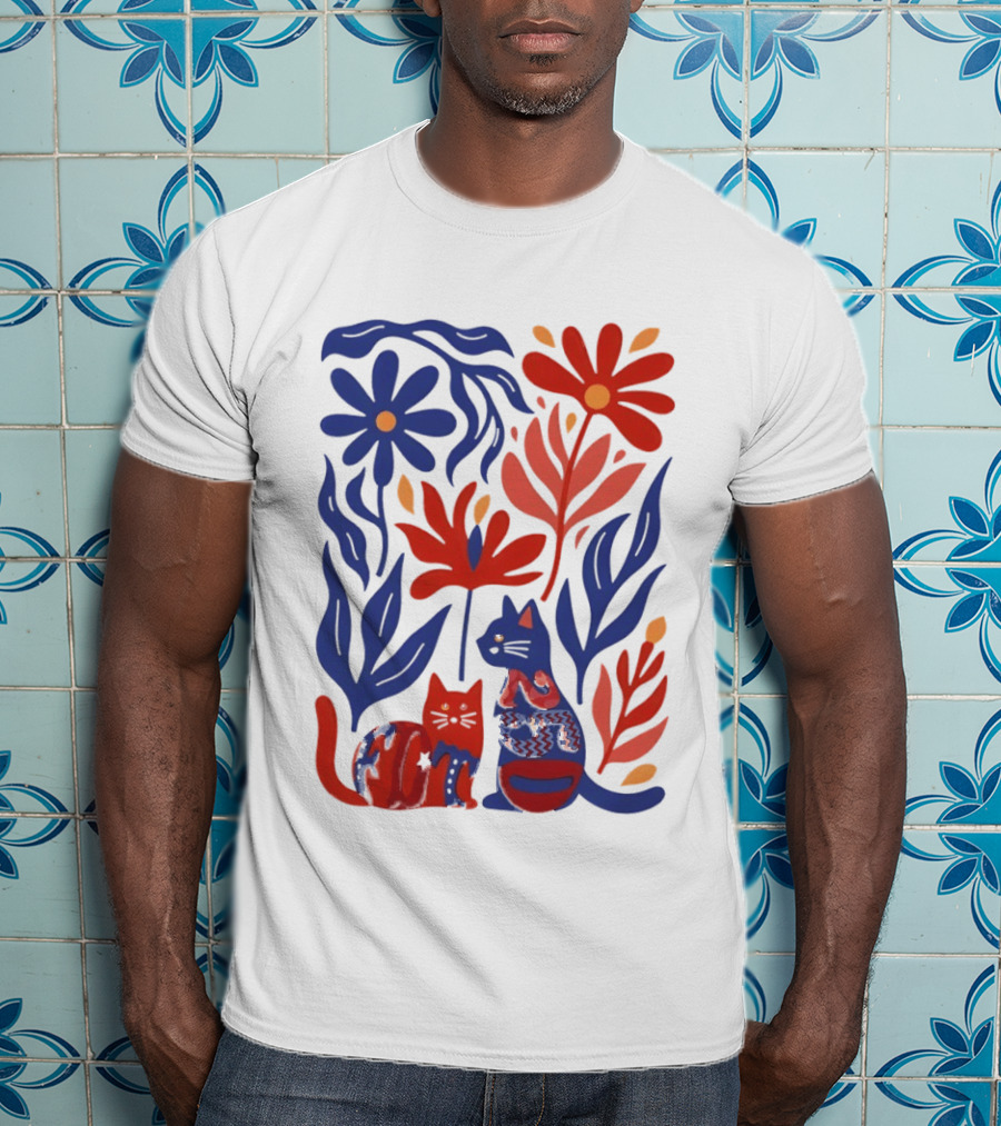 Subtle F Trump Cat Lover USA 250th Still Resisting Floral Cats T-Shirt