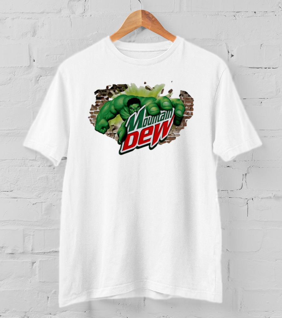 Hulk Smashing Through Brick Wall Mountain Dew Collaboration T-Shirt