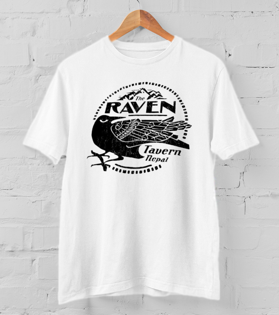 Raven Tavern Nepal Bird With Mountains T-Shirt