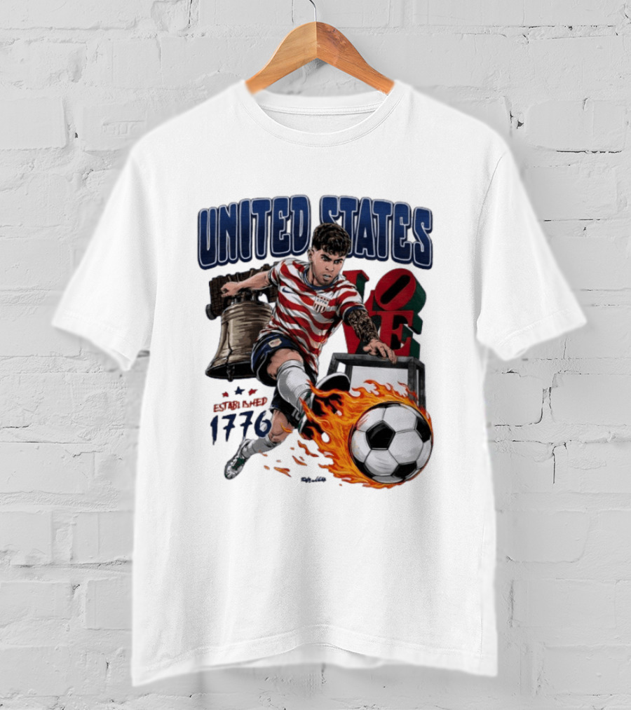 United States Love Park Philadelphia Soccer Player Liberty Bell 1776 T-Shirt