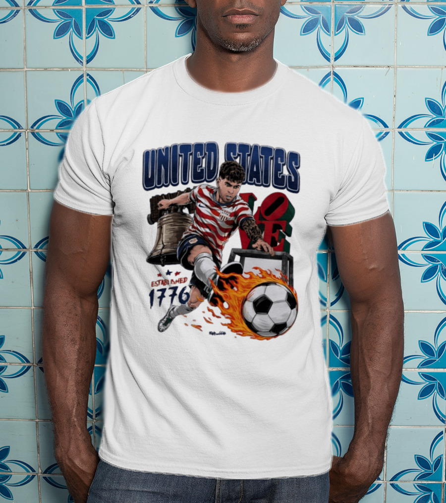 United States Love Park Philadelphia Soccer Player Liberty Bell 1776 T-Shirt