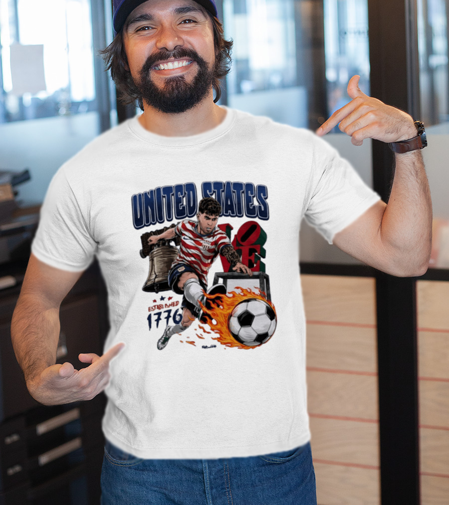 United States Love Park Philadelphia Soccer Player Liberty Bell 1776 T-Shirt
