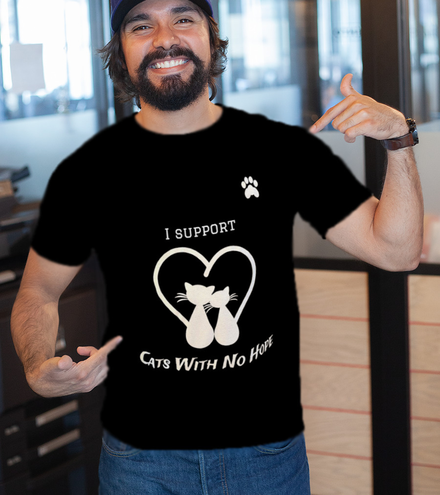 I Support Cats With No Home Heart Paw Feline Welfare Rescue Mission T-Shirt