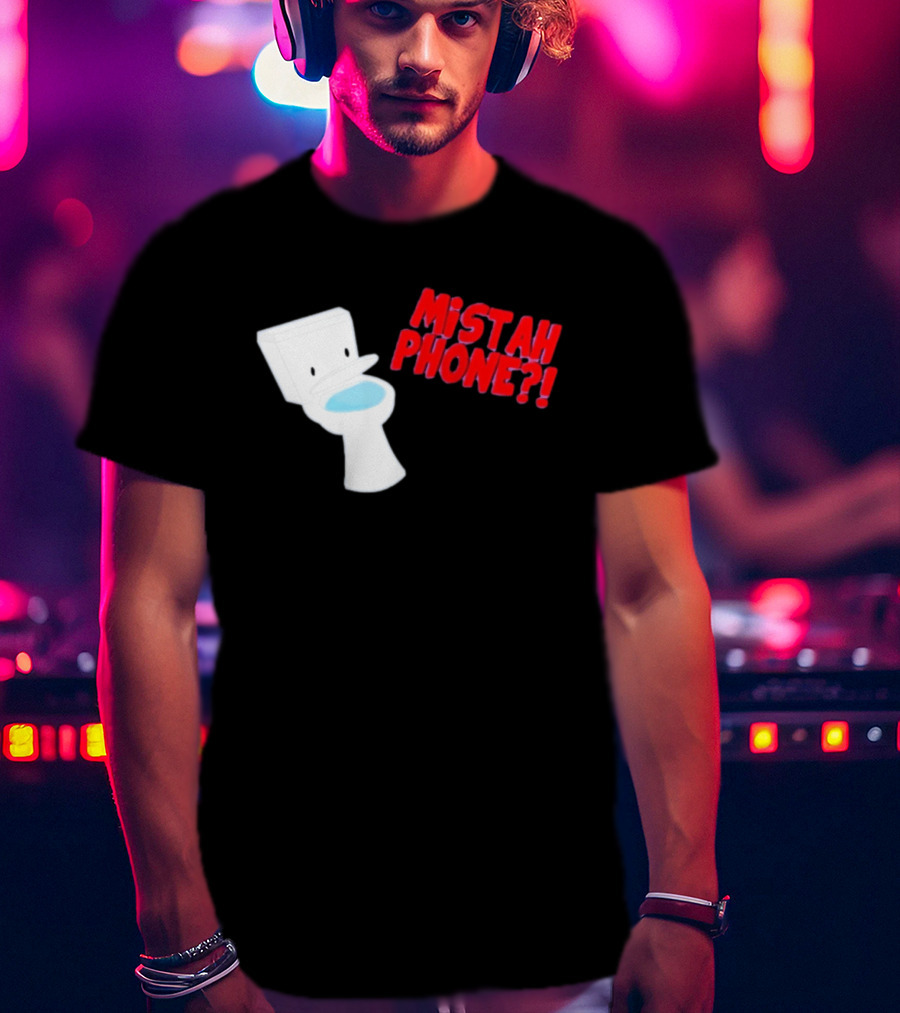 Mistah Phone Toilet Pun Illustration Humor T-Shirt