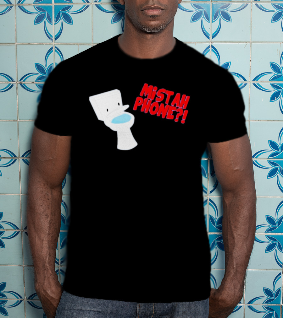 Mistah Phone Toilet Pun Illustration Humor T-Shirt