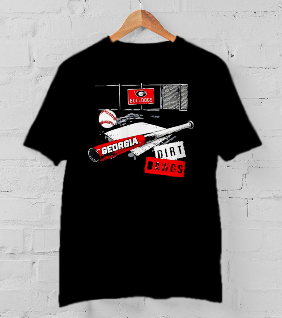 Georgia Bulldogs Baseball Dirt Dawgs Field Bat And Ball T-Shirt