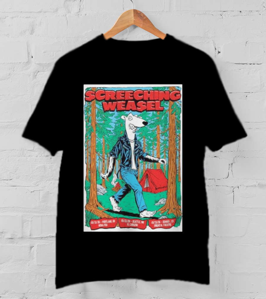 Screeching Weasel Punk Rocker Forest Weasel Tour Portland Seattle Denver T-Shirt