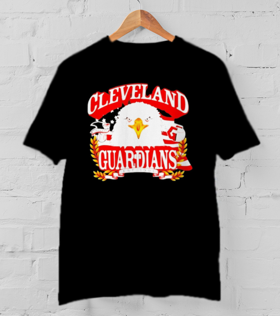 Cleveland Guardians Bald Eagle American Flag Baseball Est 1901 T-Shirt