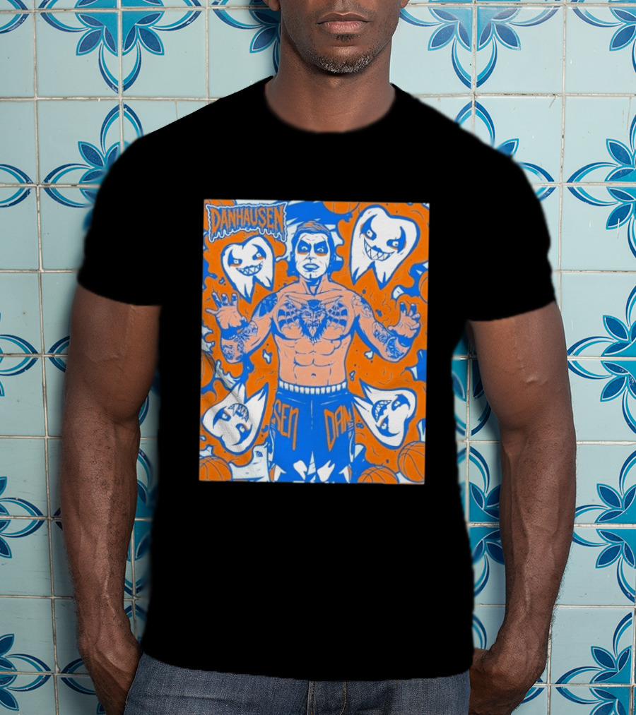 New York Knicks Danhausen Collaboration Uncursed Cartoon T-Shirt