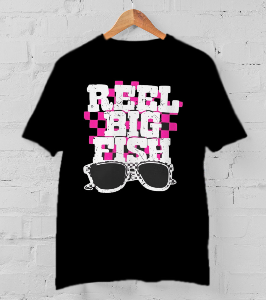 Reel Big Fish Checkered Sunglasses Pink Checkerboard T-Shirt