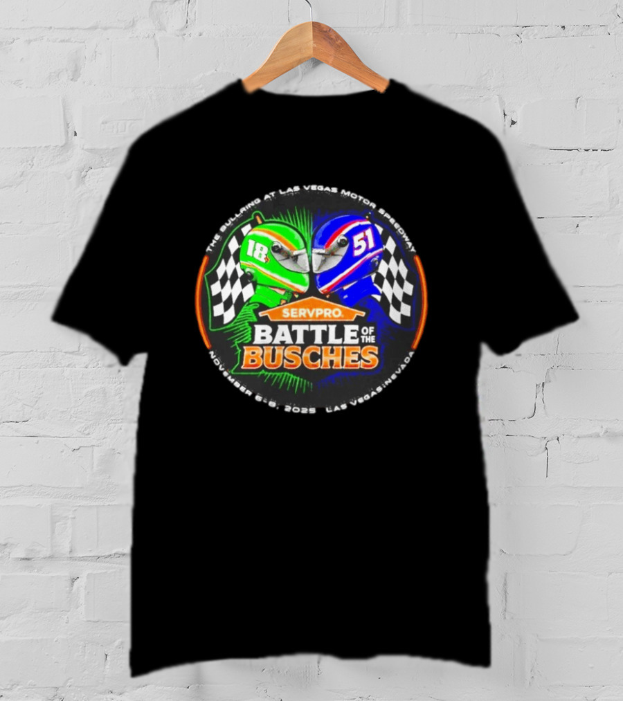 SERVPRO Battle Of The Busches Las Vegas Motor Speedway November 2023 Racing Helmets 18 Vs 51 Checkered Flags T-Shirt