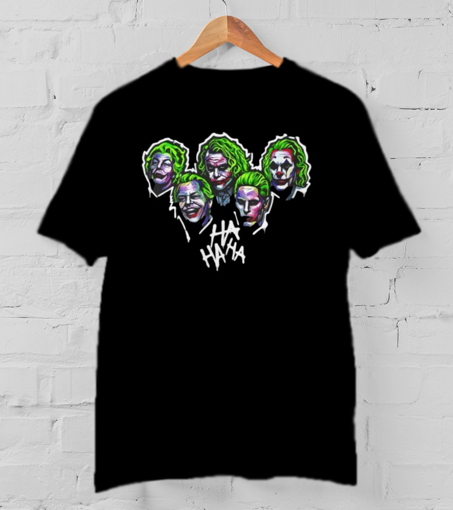 Joker Faces Ha Ha Ha Movie Villain Clown Interpretations T-Shirt