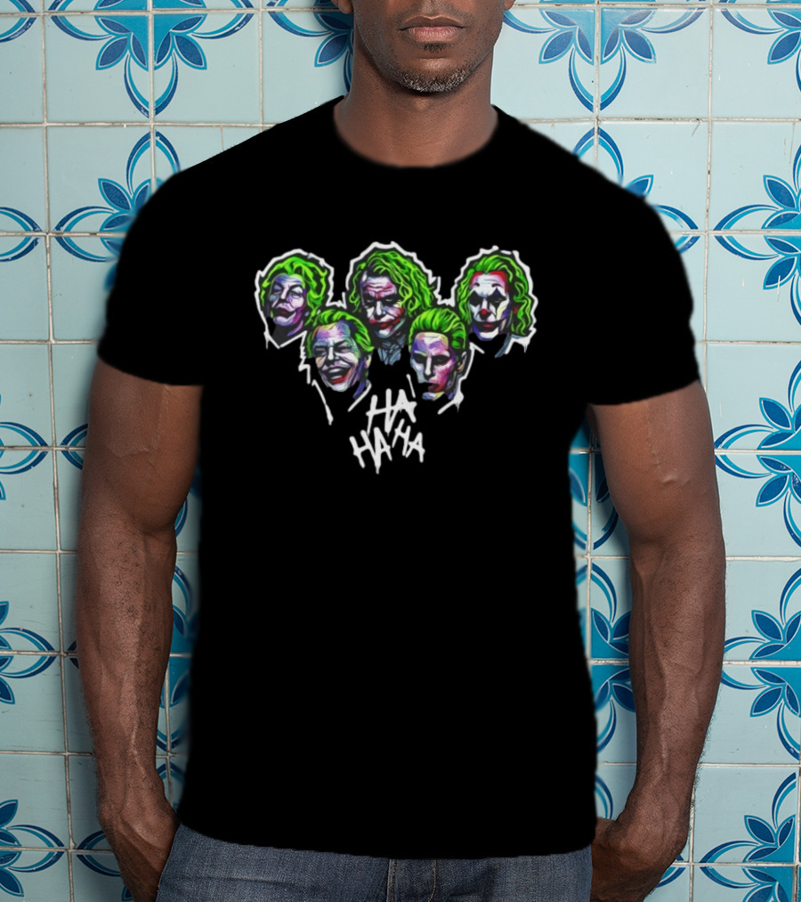Joker Faces Ha Ha Ha Movie Villain Clown Interpretations T-Shirt