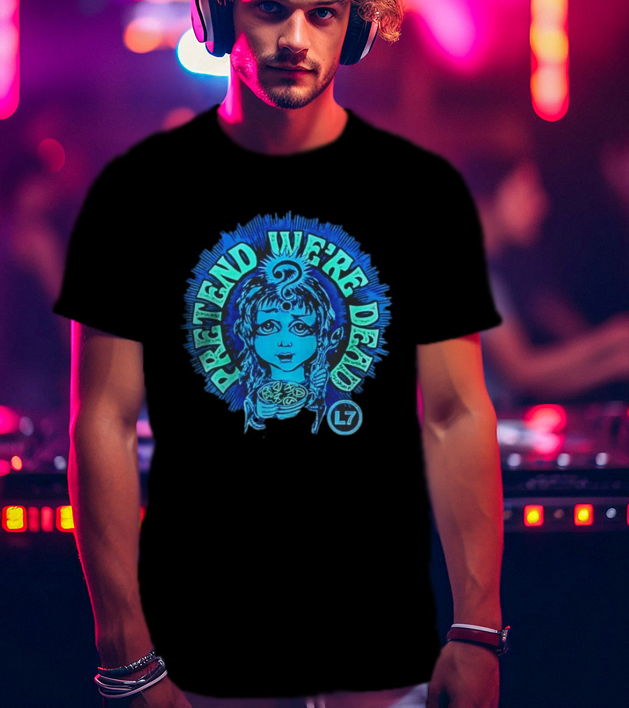 L7 Pretend We're Dead Blue Comic T-Shirt