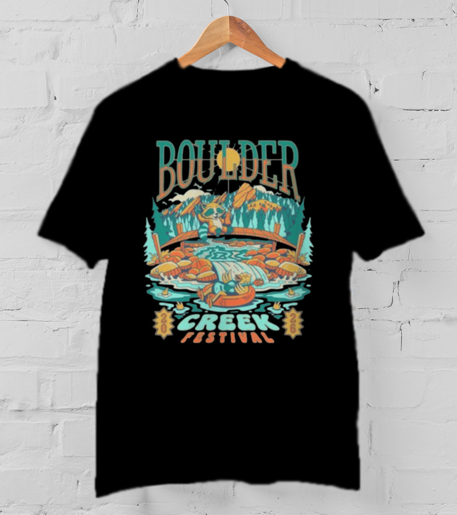 Boulder Creek Festival 2026 Mountain Adventure With Bear And Canoe T-Shirt