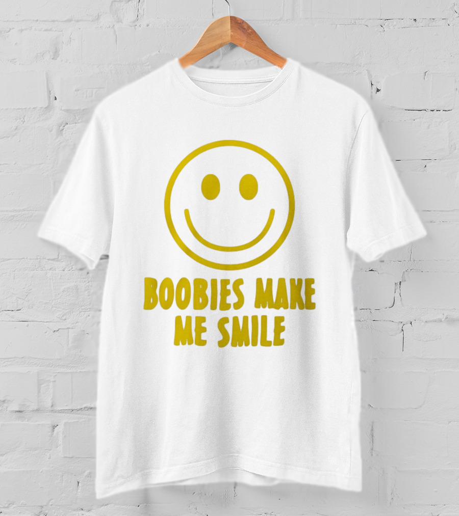 Boobies Make Me Smile Yellow Smiley Face T-Shirt