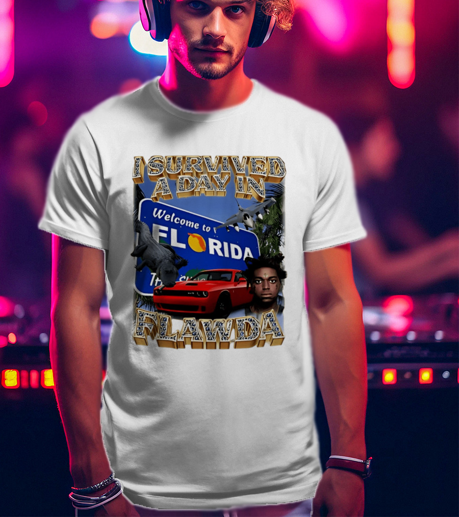 I Survived A Day In Flawda Welcome To Florida Dodge Jet Manatee Adventure T-Shirt