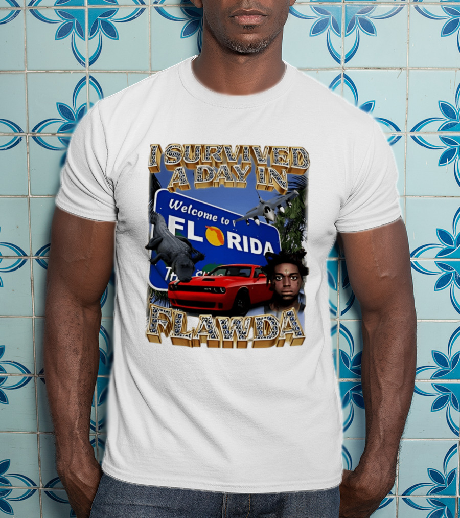I Survived A Day In Flawda Welcome To Florida Dodge Jet Manatee Adventure T-Shirt