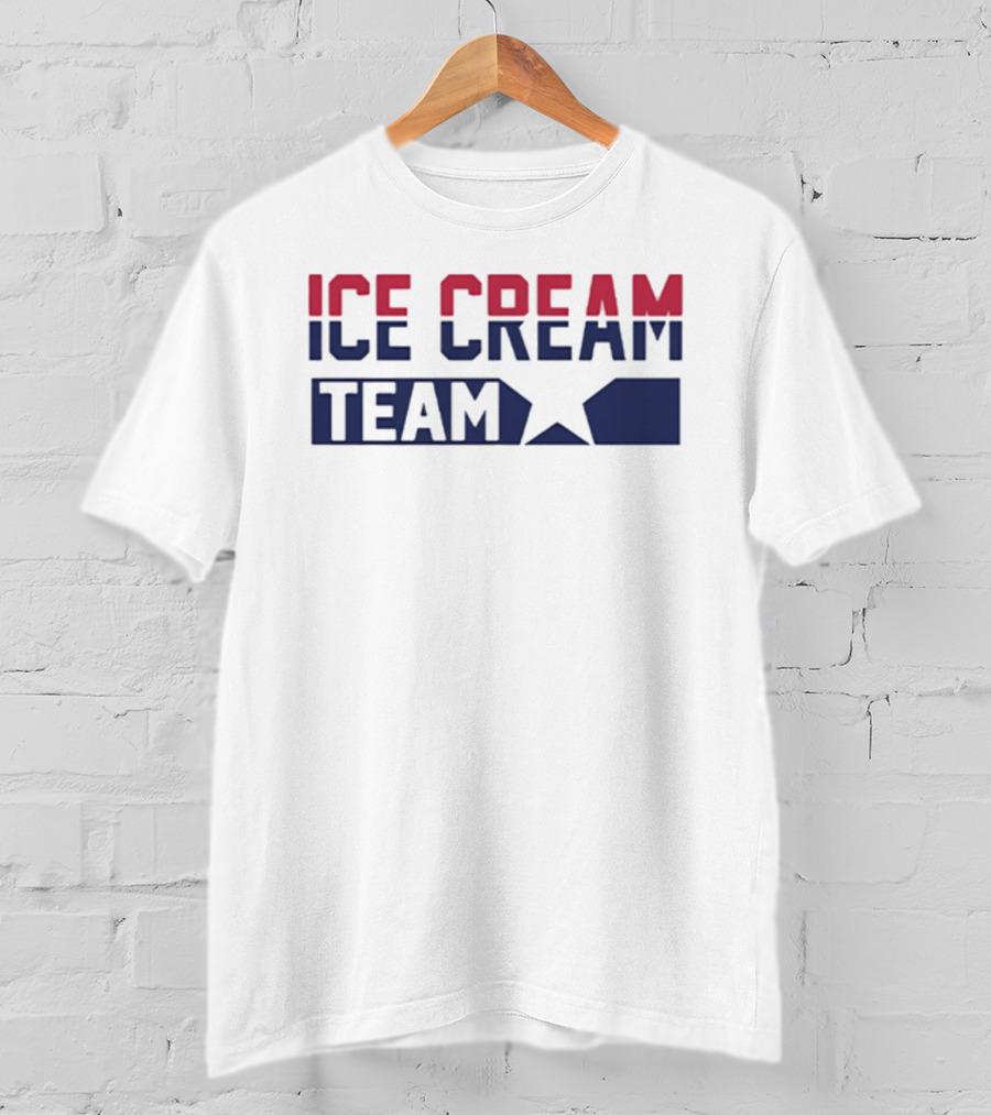 ICE CREAM TEAM Text With Red And Blue Block Lettering T-Shirt