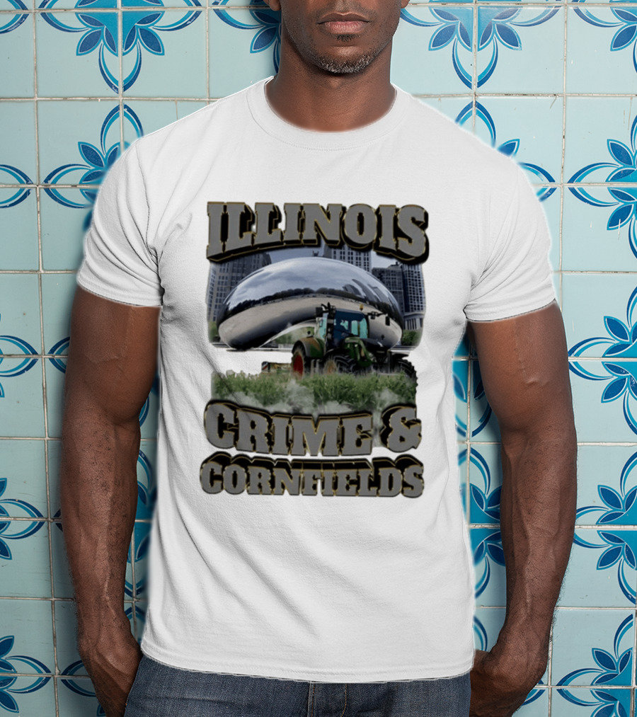 Illinois Crime & Cornfields Cloud Gate Tractor Scenery T-Shirt