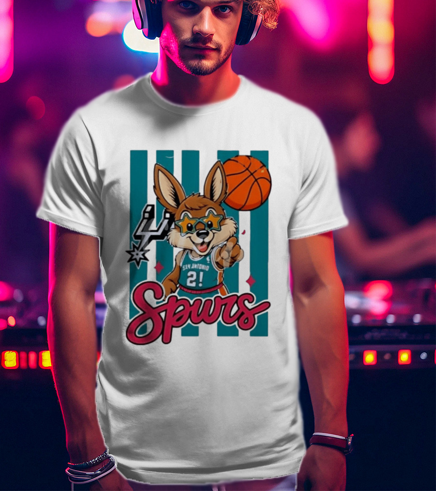San Antonio Spurs Mascot Basketball Star Glasses Youth 21 T-Shirt