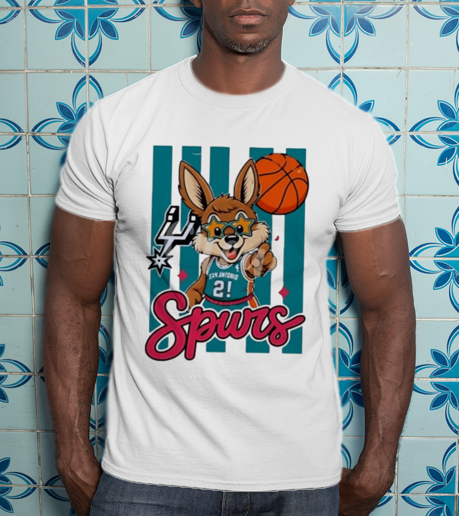 San Antonio Spurs Mascot Basketball Star Glasses Youth 21 T-Shirt